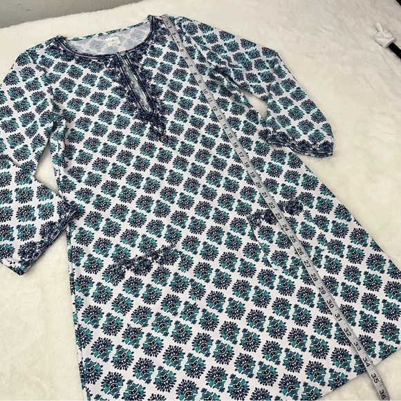 Cabana Life Napa Embroidered Tunic Dress Sz MD Blue 3/4 Sleeve Keyhole Neck UPF - Picture 10 of 12